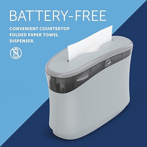 Countertop Folded Paper Towel Dispenser (55760), Soft Grey, Single-Dispensing, Space-Saving for Home & Office, 13.3'x9.0'x5.2' (Qty 1) - Poueer