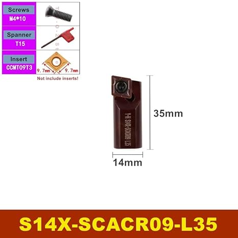 1Pcs S14X S16X SCACR SCBCR SCMCN SCACL SCBCL 06 09 L35 L45 L55 L65 L75 L85 L95 12mm 14mm 16mm CNC Turning Tools Toolholder Bar(S14X-SCACR09-L65) - Poueer