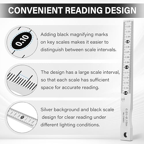 YUCHENGTECH Taper Gage Inches 0.01'- 0.15' Wedge Feeler Gauge Gap Gauge Feeler Gap Hole Measure Tool Graduation 0.001' Inch Unit - Poueer