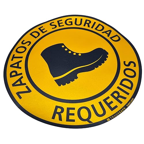 TRADESAFE Safety Glasses Required Anti-Slip Floor Sticker - Eye Protection Required Caution Sign, Peel and Stick Adhesive Vinyl Sign, ANSI-Compliant, 17” Diameter Round Sticker - Poueer