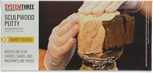 System Three SculpWood Putty Epoxy Filler Putty, 2 Gal, Brown - Poueer