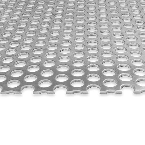 3003 Aluminum Perforated Sheet, Unpolished (Mill) Finish, H14 Temper, Staggered Round 0.0625' Holes, 0.063' Thickness, 14 Gauge, 24' Width, 36' Length, 0.109375' Stagger, 23% Open Area, OnlineMetals - Poueer