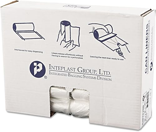 Inteplast HDPE Can Liners, 10 Microns, 30' x 37', Natural, Pack of 500 Liners - Poueer