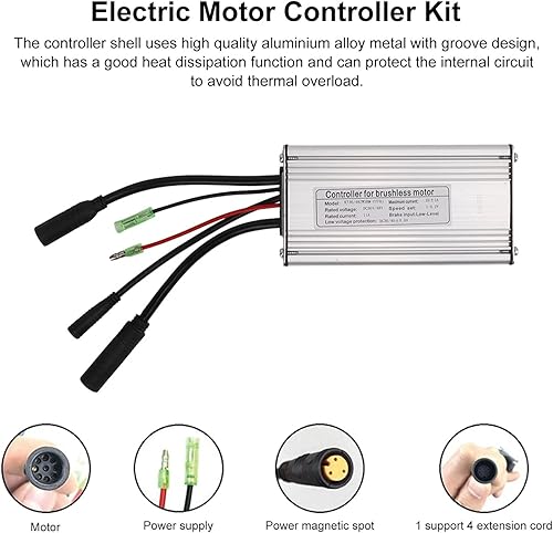Alomejor 36V/48V 500W Electric Motor Controller Kit with LCD4 Display Panel Sensor Brake Level 130X Throttle for Brushless Motor Electric Bicycle Conversion - Poueer