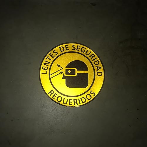 TRADESAFE Safety Glasses Required Anti-Slip Floor Sticker - Eye Protection Required Caution Sign, Peel and Stick Adhesive Vinyl Sign, ANSI-Compliant, 17” Diameter Round Sticker - Poueer