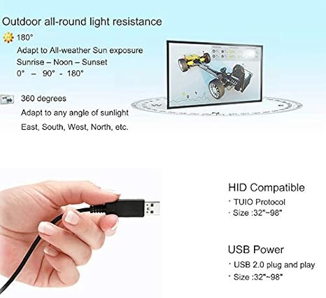 55-Inch 16-Point Multi-Touch Infrared IR Touch Frame Panel (55 Inches, USB, HID Compatible) - Poueer