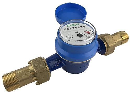 DAE AS-100m 1' Water Meter, Measuring in Liters + NPT Couplings - Poueer