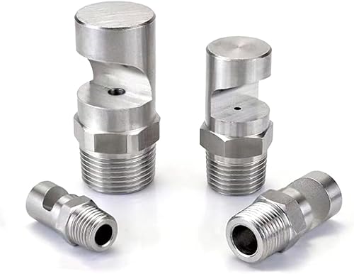 304 stainless steel cleaning nozzle wide angle fan nozzle (1/8, 1/4, 3/8, 1/2, 3/4BSPT) high pressure k wall cleaning nozzle flood flat nozzle 1/2 wide angle fan nozzle (Hole diameter 7.5mm) 5pcs - Poueer