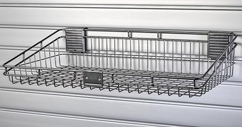 HandiWall 12 x 24 Steel Ventilated Basket for Slatwall Panel Storage and Organization - Poueer