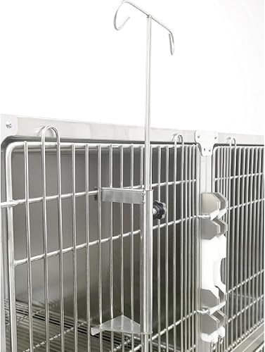 Poste Pet Cage IV Pole with 2 Hooks Stainless Steel Infusion Pump Stand Dog Cage IV Drip Stand Intravenous Pole Bracket Rack for Hospital Care - Poueer
