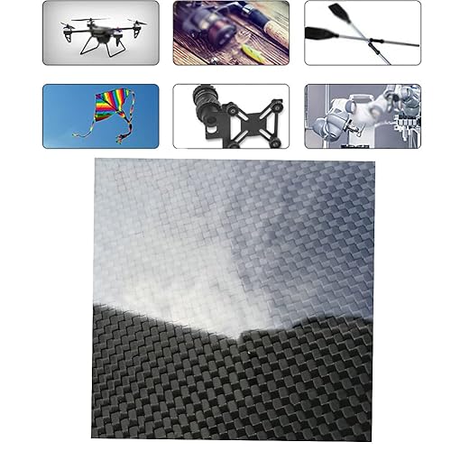 3K Plain Weave Carbon Fiber Sheet 200x300mm 0.2-20mm Thickness - High Gloss Carbon Plate for RC Models(Thickness:0.2mm) - Poueer