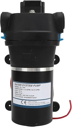 EVTSCAN Diaphragm Water Pump High Pressure Electric Micro Booster, Positive Displacement Pump DC12V 100psi 3.2GPM - Poueer