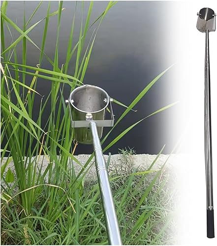 Water Sampling Dipper Long Handle Telescopic, Stainless Steel Water Sample Collection Pole with Graduated Cup, Reservoir/Pond/River Portable Pendulum Beaker Sampler Cup, Extend to 23 20 16 12 8 5 2ft( - Poueer