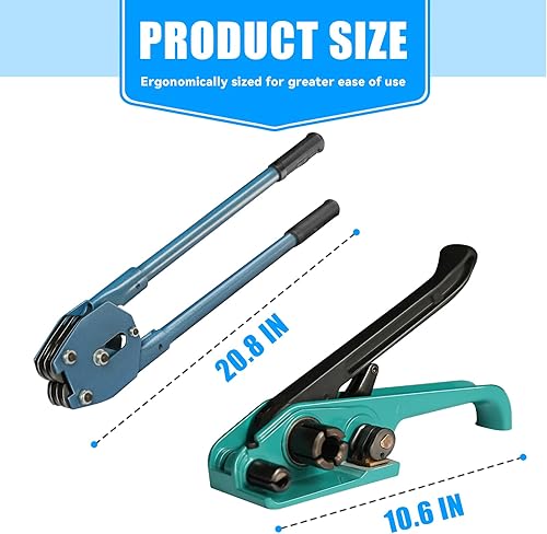 Heavy Duty Banding Strapping kit Contain 5/8'x 1000' Polyester (PET) Packaging Straps & 200 Metal Seals 100 Plastic Edge Protectors Tensioner with Cutter Sealer Tool - Poueer