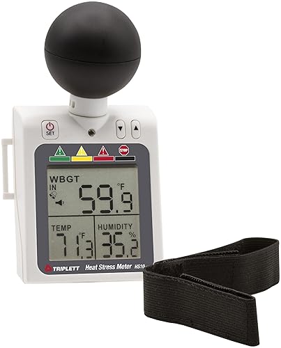 Triplett HS10 Indoor/Outdoor Heat Stress WBGT (Wet Bulb Globe Temperature) Meter - Humidity, Temperature, Heat Index - Poueer