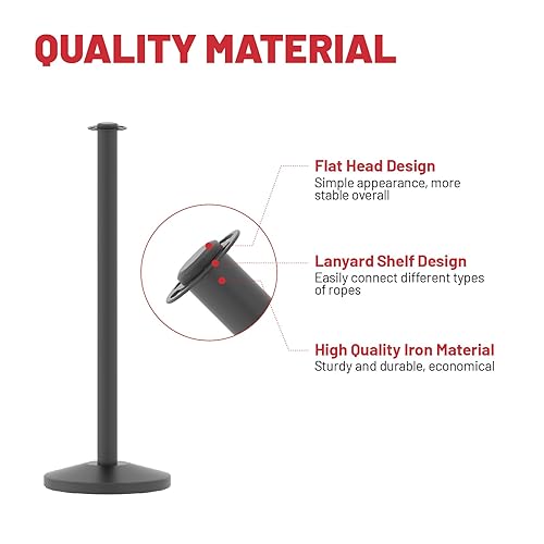 ZKH Stanchion Post, 5 FT Sliver Stanchions with Crown Head Top, Stainless Steel Rope Safety Barriers,Crowd Control Barriers for Party, Event,Theater, 2 Pieces - Poueer