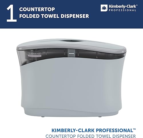 Countertop Folded Paper Towel Dispenser (55760), Soft Grey, Single-Dispensing, Space-Saving for Home & Office, 13.3'x9.0'x5.2' (Qty 1) - Poueer