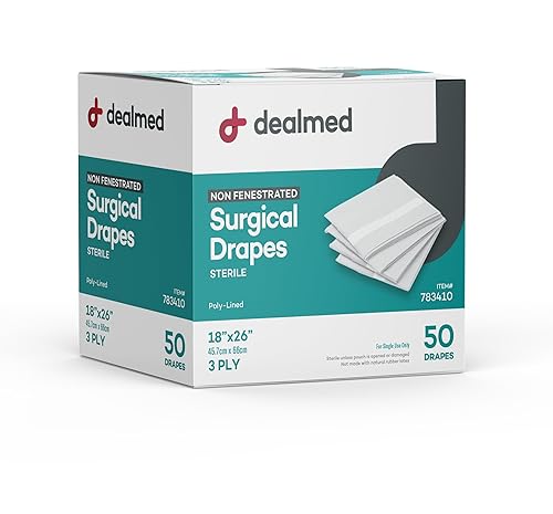 Dealmed Non-Fenestrated Sheets – 50 Count 3-Ply Poly-Lined Drape Sheets, Blue Material, Perfect for Hospitals, Medical Facilities, and Physicians’ Offices, 18' x 26' (Pack of 6) - Poueer