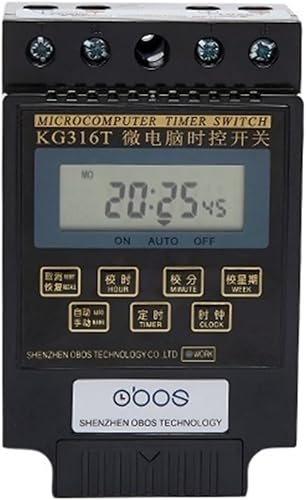 25A 220V Timer Digital din Rail 220V Timer Switch KG316T with 10 Times on/Off per Day/Weekly Set time rang 1min-168H - Poueer
