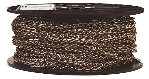 Campbell 0721667 Double Jack Chain on Reel, Brass Glo Finish, #16 Trade, 0.06' Diameter, 200' Length, 11 lbs Load Capacity - Poueer