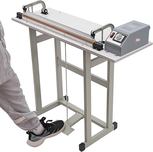 Foot Pedal Heat Sealing Machine 22.83' Plastic Bag Sealing Machine 850W 6 Time Gears Foot Pedal Impulse Sealer 0.6mm Width Foot-pedal Sealer for Industrial, Commercial Use - Poueer