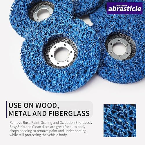 10 Pcs 4-1/2 Inch Poly Strip Wheel Disc Rust Remover Wheel, 7/8' Angel Grinders Clean Tool, Strip Discs for Angle Grinder Remove Rust Paint Clean Welds Paint Grinding Wheel Blue - Poueer