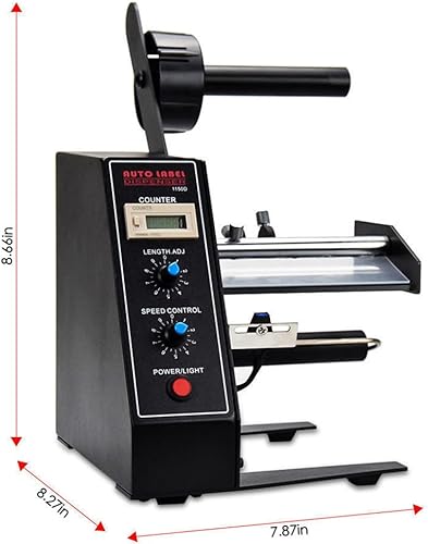 Automatic Label Dispenser, 110V Automatic Label Separator, Adjustable Speed Label Stripper, Electric Label Machine, Auto Counting 0-9999999, Label Width 4-140mm, 8.27”x7.87”x8.66”, Black - Poueer