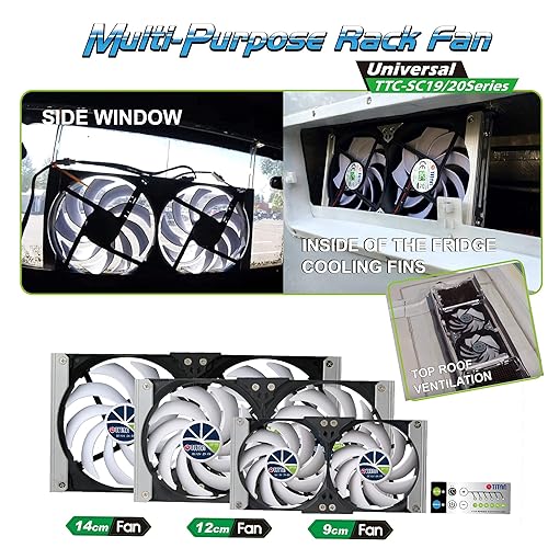 TITAN- 12V DC IP55 Waterproof Double Rack Mount Ventilation Cooling Fan with Timer and Speed Controller- TTC-SC20 (90mm) - Poueer