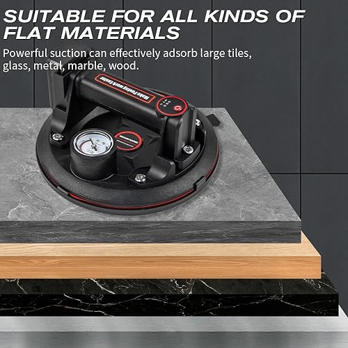 BAUSATZ Heavy Duty Suction Cups for Glass Tile - 4000mAh Lithium Battery Suction Cup Lifter (20cm, 2 Packs) - Poueer