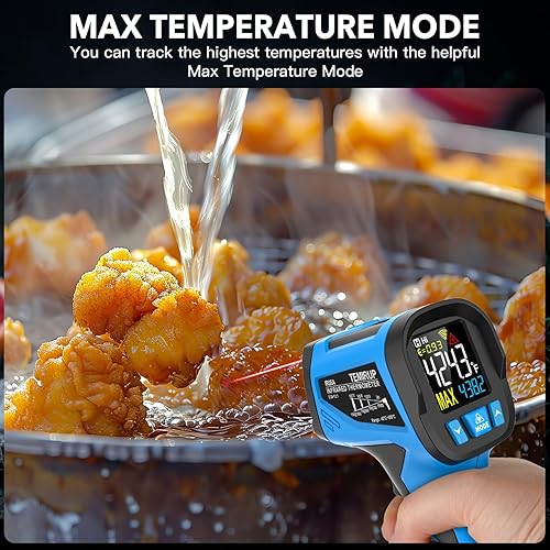 Infrared Thermometer Temperature Gun - TEMIRUP Non-Contact Digital Laser Thermometer Temp Gun with Thermocouple Probe for Industrial, Cooking, Griddle, Engine, HVAC, Adjustable Emissivity,-40℉~1202℉ - Poueer