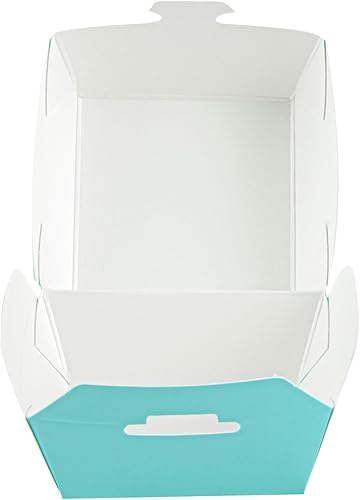 Restaurantware 2.5 x 2.5 x 2 Inch Mini Burger Boxes 100 Clamshell Food Containers - Hinged Lid Disposable Turquoise Paper Take Out Boxes Serve Sliders Or Finger Foods - Poueer
