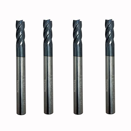 2PCS 1/2'' Carbide Square End Mill Bits Set, Milling Bits Cutter 1/2 Carbide End Mills for Alloy Steels/Hardened Steels, HRC 45 Deg Single End 4 Flute AlTiN Coating (2PCS 1/2in) - Poueer