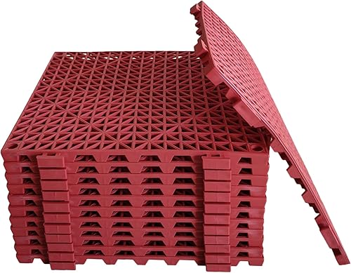 12 Pack Modular Interlocking Cushion 11.6' x 11.6' Rubber Mat Floor Tile Mats Drain Pool Patio Balcony Yard Pet Area Washer Pad(Black) - Poueer