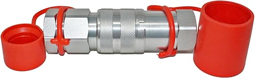Flat Face High Flow Hydraulic Quick Connect Couplers Set, 1' Body x 1' NPT Thread - Poueer