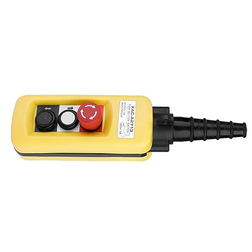 EVTSCAN Latest Crane Hoist Control, XAC-A2713 Crane Chain Hoist Push Button Switch Lifting Pendant Controller with Emergency Stop - Poueer