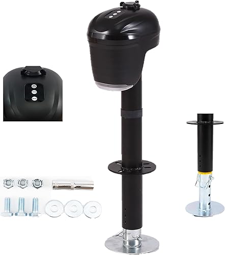 USA 12V Electric RV Trailer Tongue Jack Touchpad Controls 4,000LB Lift Capacity 18in Travel + 4.5in Ext - Poueer
