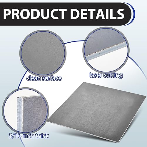 Therwen 1 Pcs 3/16 x 12' x 12' Steel Plate A36 Steel Sheet Plate Flat Metal Plate for Cutting Industrial Use - Poueer