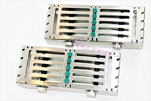 2 Sterilization Cassettes with Double Button Detachable for 5 Instruments German Grade AUTOCLAVABLE CYNAMED - Poueer