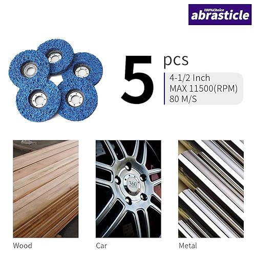 10 Pcs 4-1/2 Inch Poly Strip Wheel Disc Rust Remover Wheel, 7/8' Angel Grinders Clean Tool, Strip Discs for Angle Grinder Remove Rust Paint Clean Welds Paint Grinding Wheel Blue - Poueer