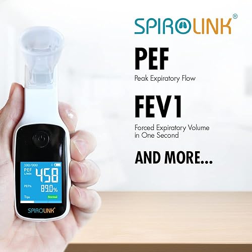 CMI Health SpiroLink | Smart Peak Flow Meter | Portable Pulmonary Function Test, Pocket Spirometer | Long Lifespan, Durable | for Asthma, COPD, Musicians, Smokers, Athletes, and More - Poueer