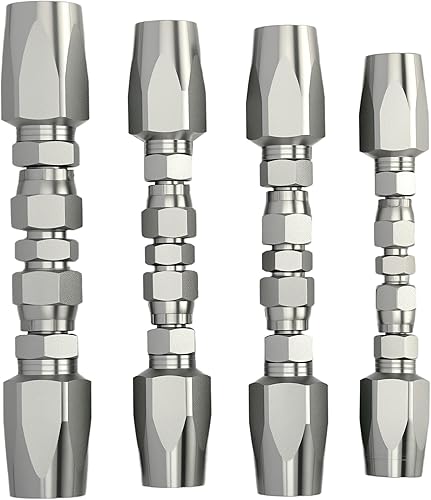 4pcs Reusable Hydraulic Hose Repair Kit,1/4',3/8',1/2' Inner Diameter Compatible with SAE 100R1 1-wire and SAE 100R2 R16 R17 R19 2-wire Hydraulic Hoses,Quick Repair of Various Hydraulic Hose Failures - Poueer