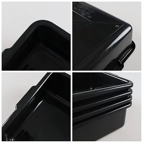 32 L Large Commercial Bus Box, 4-Pack Plastic Utility Bus Tub, Black - Poueer