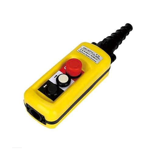 2/4/6/8 Pushbuttons Double Speed Hoist Crane Pendant Control Stations with Emergency Stop for Circuits Double Insulated(White) - Poueer