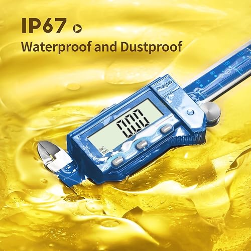 Dasqua 6 Inch/150mm Digital Caliper Electronic Industrial, Stainless Steel, with Large LCD Screen and Storage Case Auto Off Featured Measuring Tool, Resolution 0.0005'/0.01mm, Accuracy 0.001”/0.02mm - Poueer