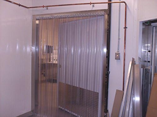 Strip Door Curtain - 72 in. (6 ft) Width X 108 in. (9 ft) Height - Ribbed Anti Scratch 8 in. Wide x .131 Thick Strips with 50% Overlap - Poueer