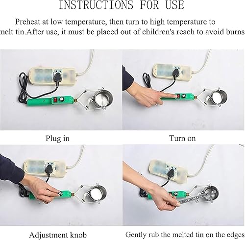 Electric soldering tin melting furnace 320W, handheld lead melting furnace, 800g capacity soldering furnace, temperature range 150-450℃ - Poueer