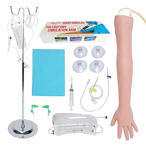 Apprentice Doctor Phlebotomy Practice Kit - Practice IV, Venipuncture, Blood Draws, Injections, & Phlebotomy Skills. (Arm with Practice Kit) - Poueer