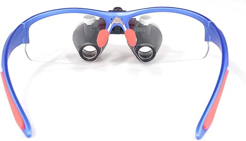 3.5x420 MM Angle Adjustable Binocular Loupes Magnifier Glasses Lab Magnification loupes with Black Cloth Case (Blue) - Poueer