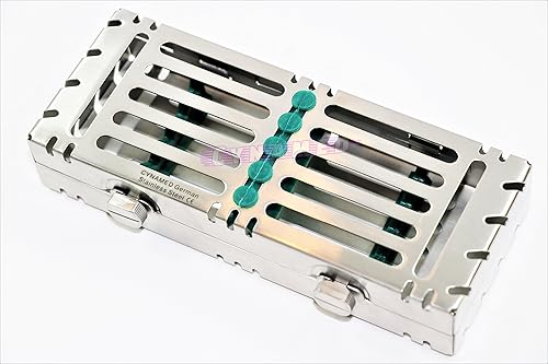 2 Sterilization Cassettes with Double Button Detachable for 5 Instruments German Grade AUTOCLAVABLE CYNAMED - Poueer