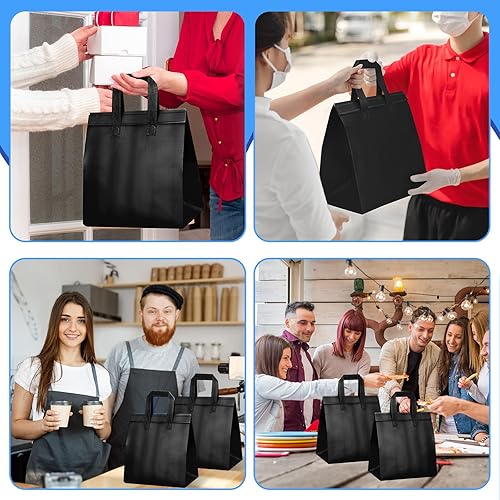 Hushee 200 Pcs Insulated Take out Bags Bulk Thermal Insulation Take Away Bags Disposable 10.24x11.02x6.69 Inch for Grocery Lunch Hot Cold Frozen Food Delivery Shipping Cooler(Black) - Poueer